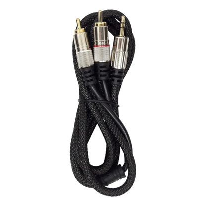 Cabo De Áudio P2 Estéreo + 2 Rca Gold 24k Nylon 1,8m