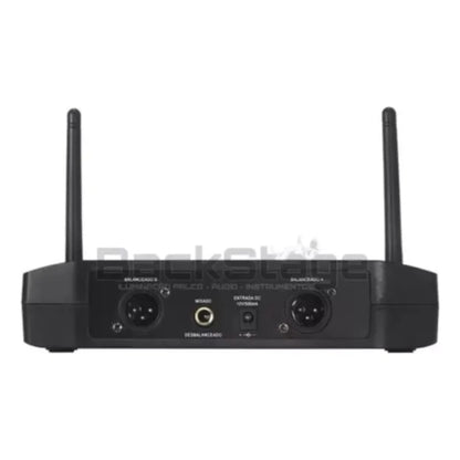 Microfone Sem Fio Duplo de Mão UHF Profissional – 100 Canais – Preto
